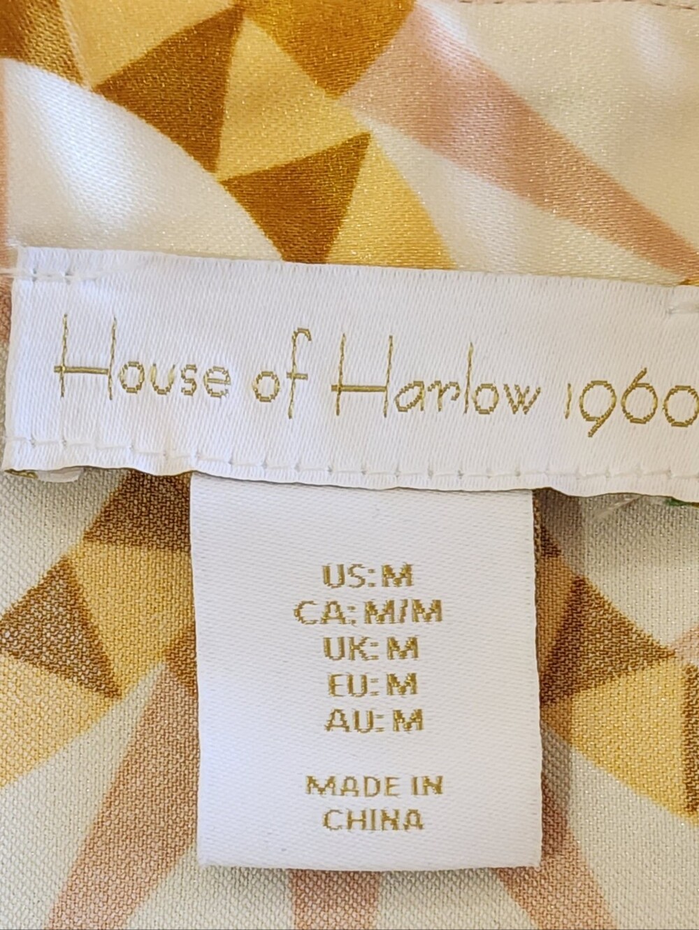 HOUSE OF HARLOW 1960 | Geometric Fan Print Blouse | Yellow & Cream | Medium - Picture 4 of 5
